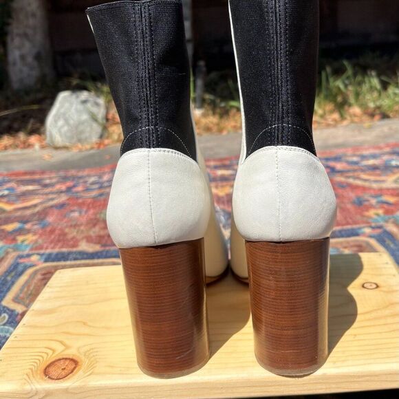 Rag & Bone White Leather Ankle Boots Size 41 or 10.5 Block Heel - Picture 3 of 7